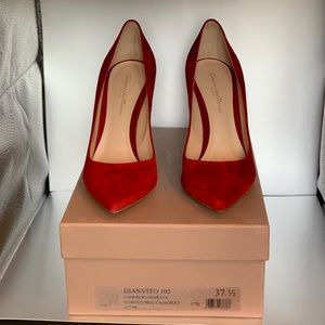 New Gianvito Rossi Granata Red Suede Heels, 37.5